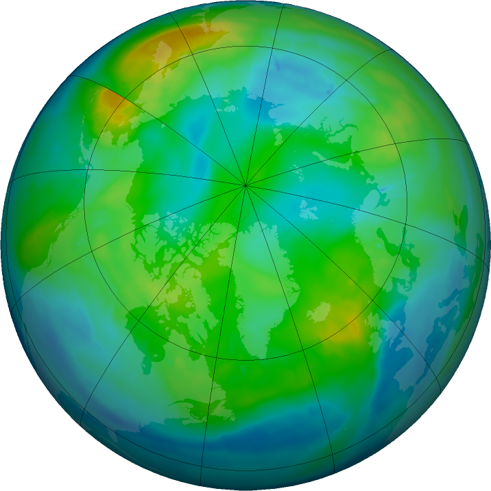 Arctic ozone map for 08 November 2015
